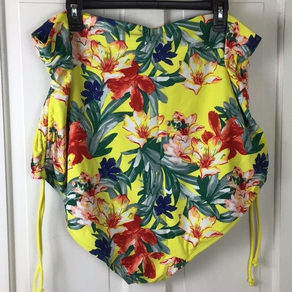 Cacique Floral High Waist Bikini Bottom Swim Retro Ruched Sides Plus Size 28 New - Picture 4 of 7